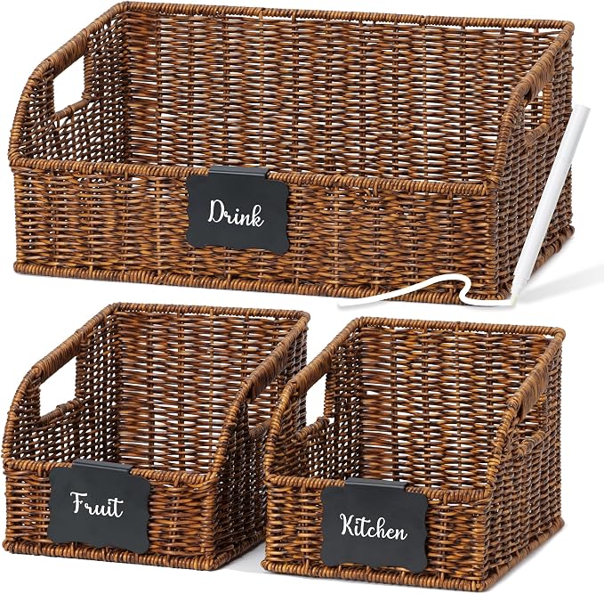 Pantry Organizers, Handwoven Large Wicker Baskets by Unknown