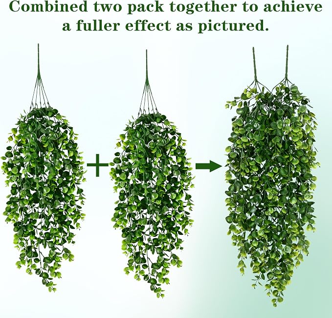 4Pcs Fake Hanging Plants 2.7FT Fake Plants Fake Vines Greenery | UV Resistant - Image 5