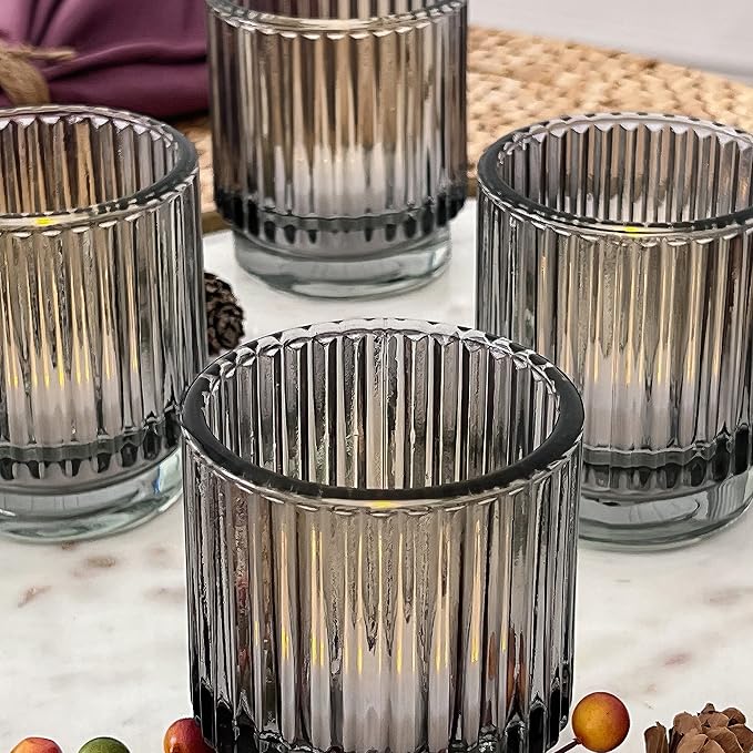 Kate Aspen Ribbed Glass Candle Holder Set - Image 7