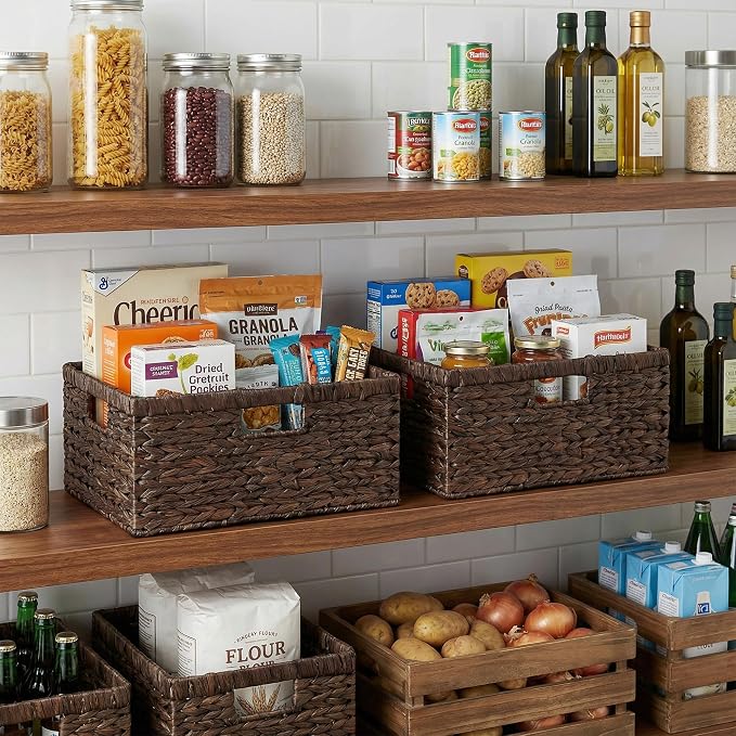 StorageWorks Large Wicker Baskets, Water Hyacinth Woven Baskets, Wicker Storage - Image 4