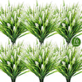 16PCS Artificial Flowers Outdoor, Fake White Monkey Grass Plants | UV Resistant by AmberFun