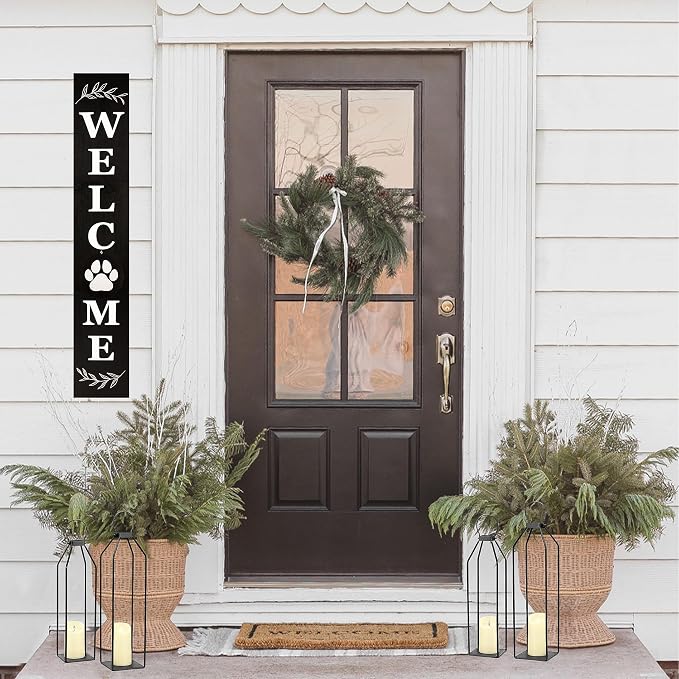 Perfnique Modern Farmhouse Lantern Decor, 19.7'' 22'' Set of 2 Black Metal - Image 6