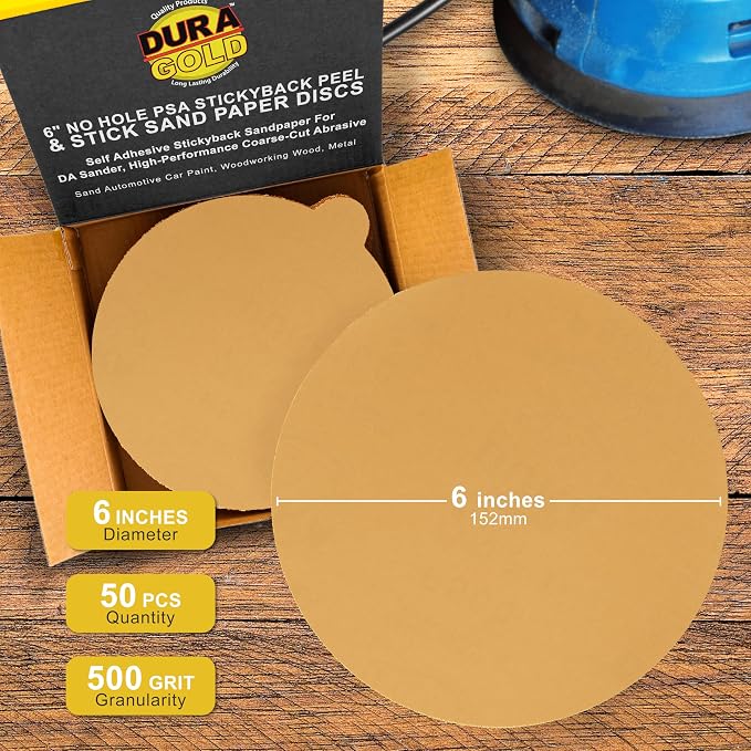 Dura-Gold Premium 6" Gold PSA Sanding Discs - Image 2