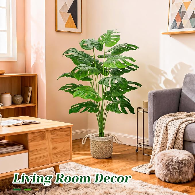 Der Rose 44" Tall Fake Plants, Artificial Tree in Straight Woven Basket | Faux - Image 2
