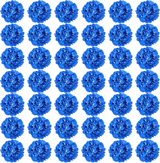 Auihiay 64Pcs Royal Blue Hydrangea Artificial Flowers, Silk Hydrangea Heads | by Auihiay