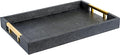 Modern Elegant 17.5"x12" Rectangle Black Glossy Shagreen Faux Leather by HomeRedefined