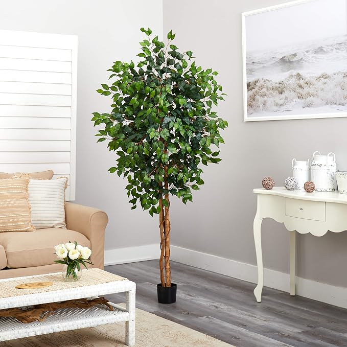 Nearly Natural 6ft Triple Trunk Artificial Ficus Tree - Image 3