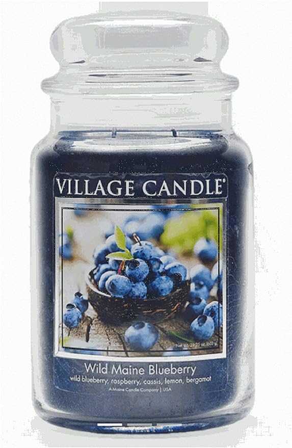 Village Candle Wild Maine Blueberry Large Glass Apothecary Jar Scented Candle by VillageCandle