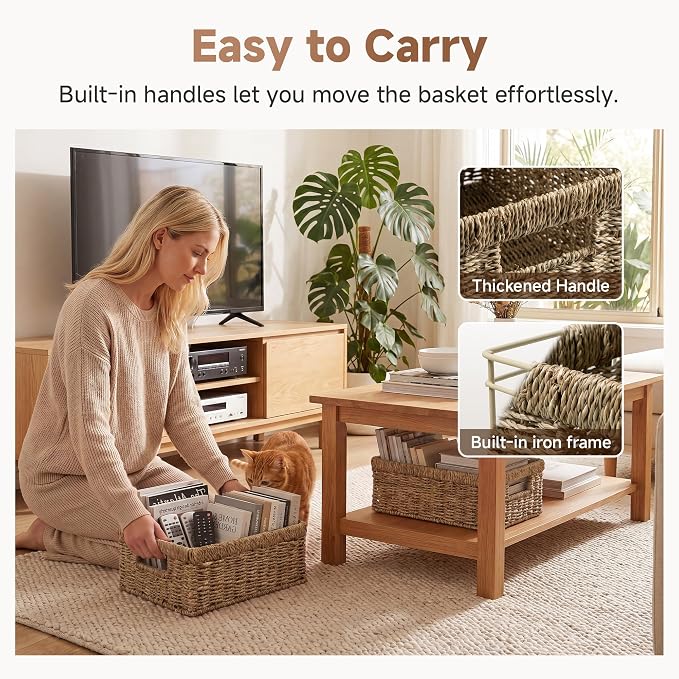 StorageWorks Wicker Baskets for Organizing, Seagrass Baskets for Decor - Image 4