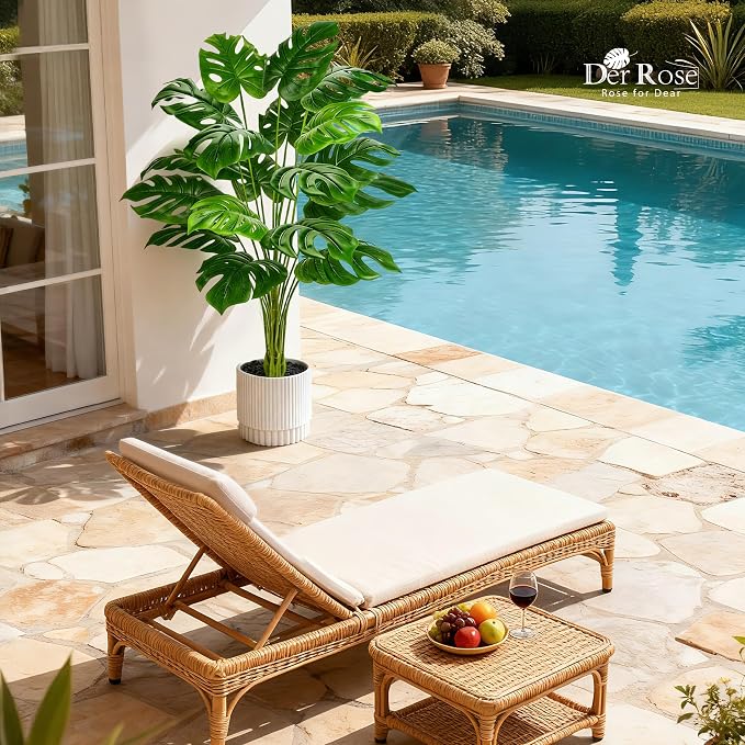 Der Rose 44" Artificial Plants Indoor, Monstera Floor Plant in White Pot | - Image 8