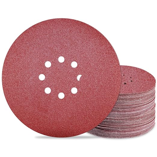 9 inch Sanding Discs 80 Grit 8 Holes Hook and Loop Sandpaper by Awutzut