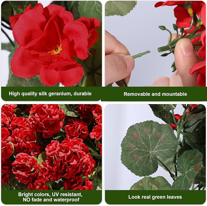 Artificial Geraniums Fake Flowers - Image 7