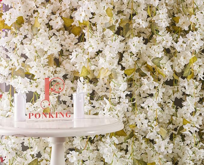 Artificial Flower Garland 2pcs 5.6ft Hydrangea Vine Decor, Hanging Faux - Image 7