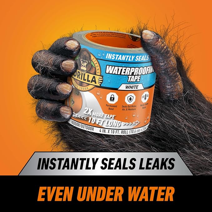 GORILLA Waterproofing Tape, Permanent Seal, UV-Resistant Backing, Bonds Vinyl - Image 2