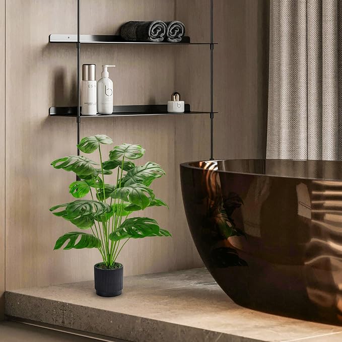 Der Rose 28" Fake Plants, Monstera Floor Plant, reception area and hallway decor - Image 7