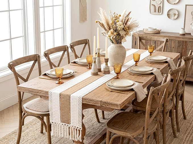 Boho Table Runner for Fall Home Decor 12x72 Rustic - Image 8