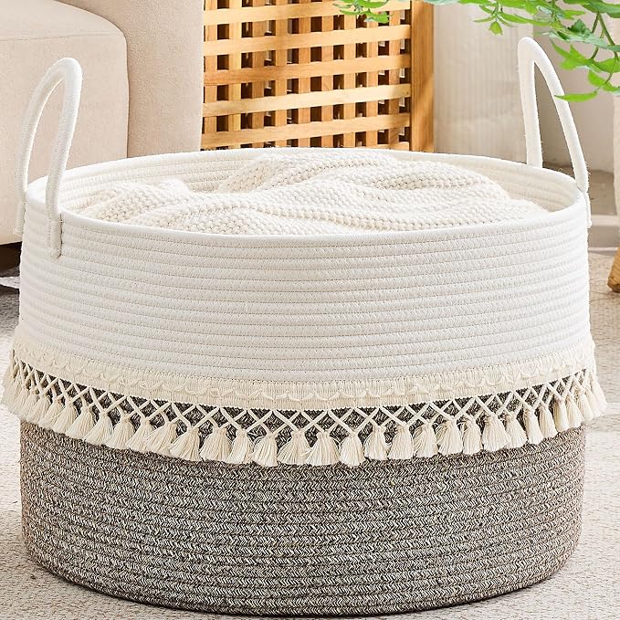 KAKAMAY Large Blanket Basket by KAKAMAY