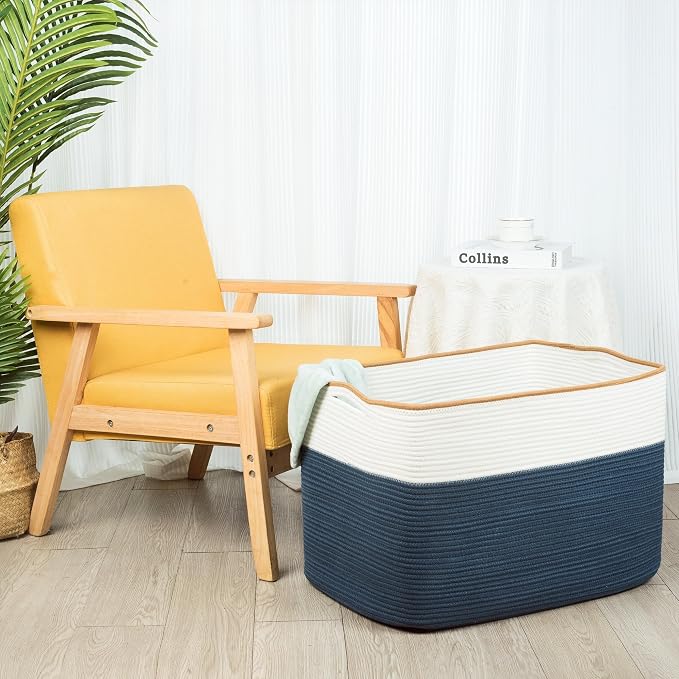 112L Extra Large Blanket Basket Holder Living Room, Dog Toy Organizer Bin Box - Image 3