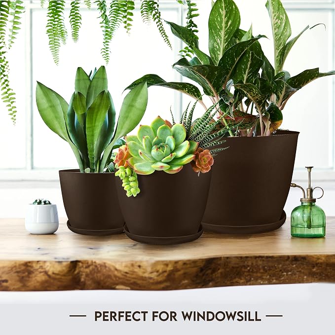 Plant Pots Indoor with Drainage, 5 Pack Multi-Size Planters Set - Image 6