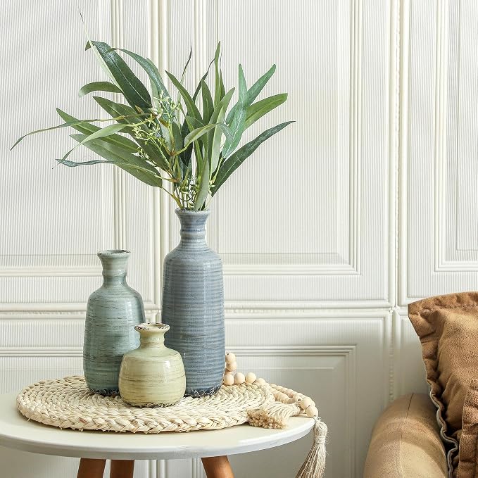 Ceramic Vase Set of 3, Rustic Neutral Vases Home Decor Farmhouse Decorative - Image 6