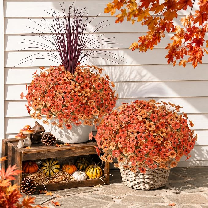 florisso Artificial Fall Flowers Fake Mums - Image 4