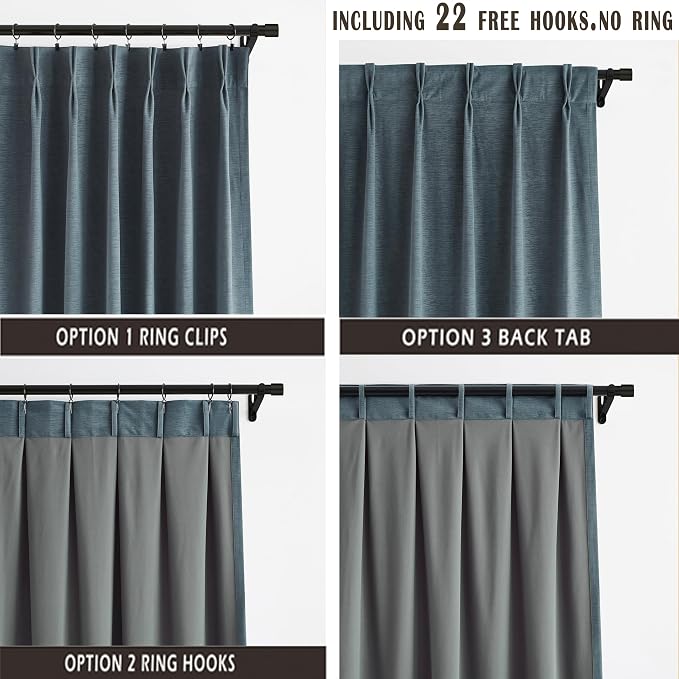 Kayne Studio Storm Blue Soft Velvet Pinch Pleated Curtains 112 Inches Long | - Image 3