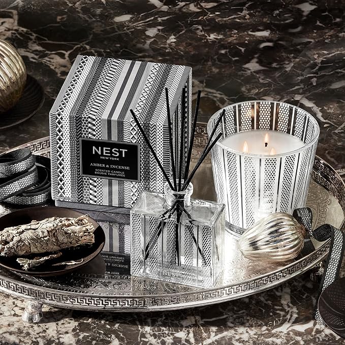 NEST New York Scented 3-Wick Candle, Amber & Incense - Image 2