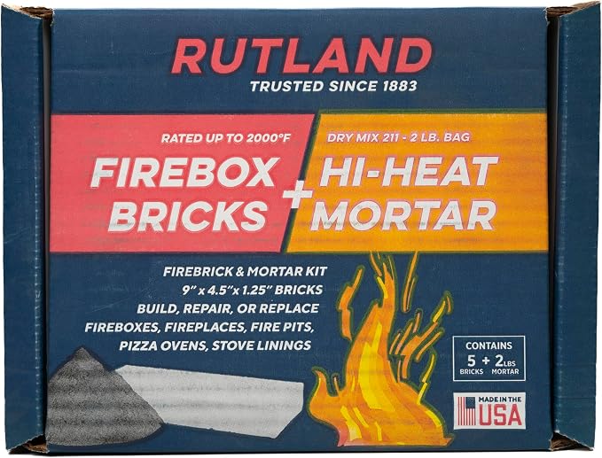 Rutland Fire Brick & Mortar Kit, Dry Mix 211 Refractory Mortar, Masonry & Fire - Image 9
