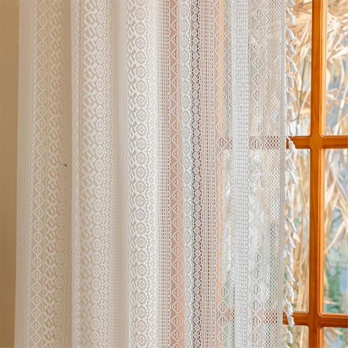 Sutuo Home White Boho Lace Curtains 72 Inches Long - Image 9