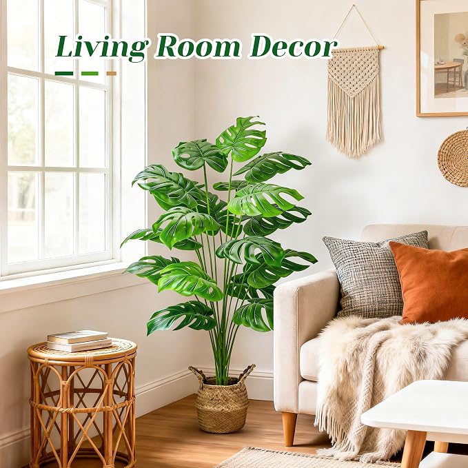 Der Rose 44" Tall Fake Plants, Artificial Tree in Round Basket Home Decor | - Image 6