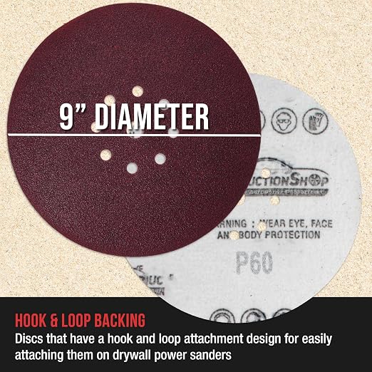 ProductionShop Premium 9" Red 9-Hole Pattern Sanding Discs, 30 Disc Variety Pack - Image 3