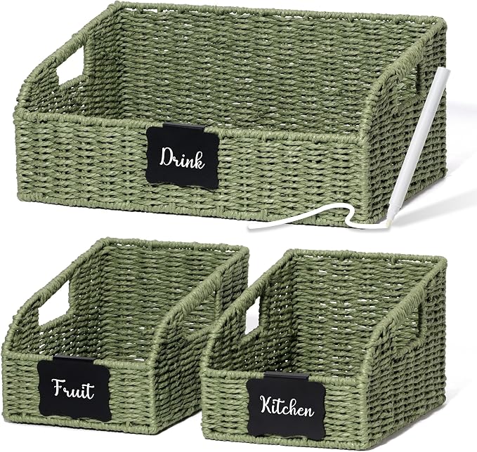 Pantry Organizers, Handwoven Large Wicker Baskets by Unknown