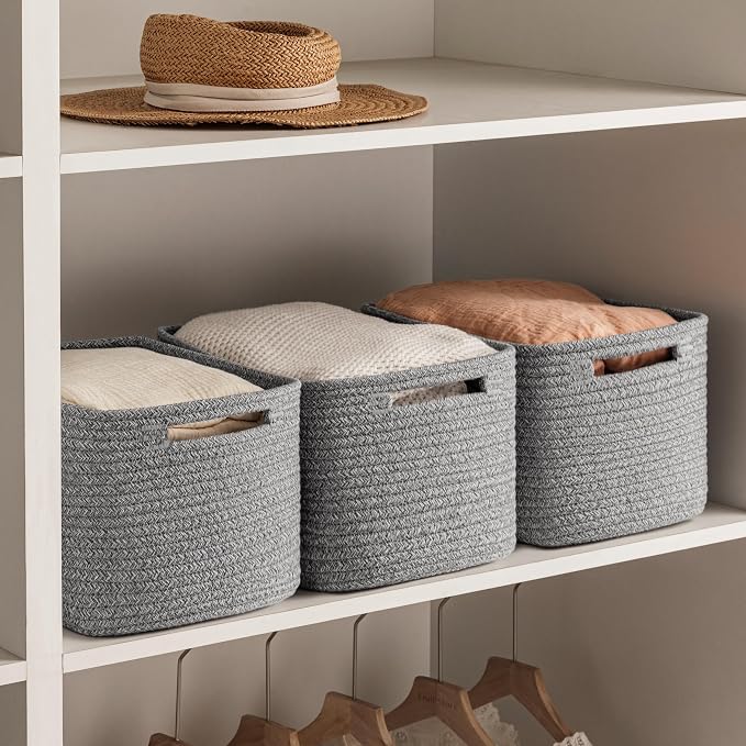 4 Pack Storage Baskets for Organizing, Woven Baskets for Shelves, Woven Basket - Image 3