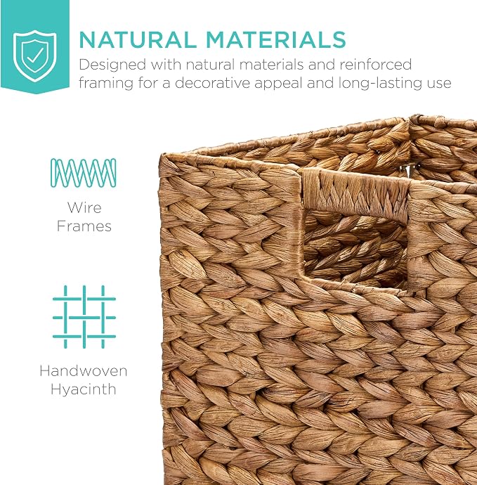 Best Choice Products 10.5x10.5in Pack of 5 Cube Storage Baskets, Water Hyacinth - Image 4
