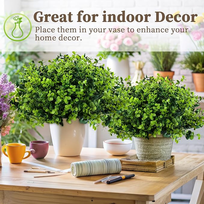 ColoPlay 20 Bundles Artificial Greenery Boxwood Plants, Fake Outdoor Plants | - Image 4