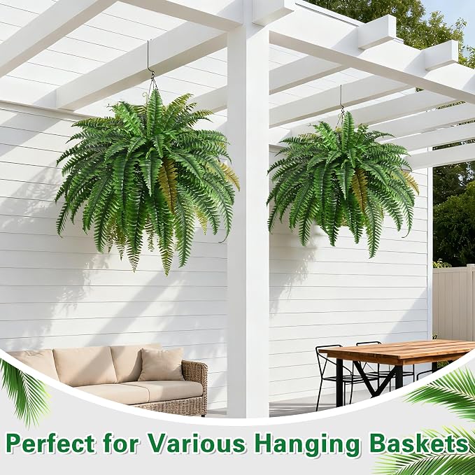 2PCS 45in Fake Ferns- Large Artificial Plants Outdoor, UV Resistant Artificial - Image 4