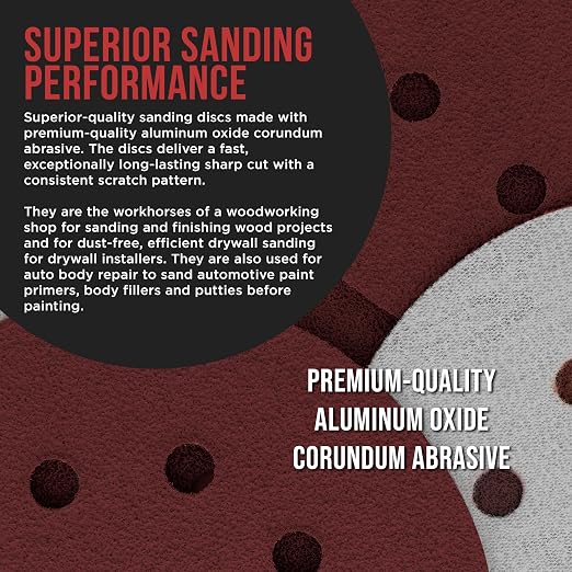 ProductionShop Premium 5" Red 8-Hole Pattern 60 Grit Sanding Discs, Box of 30 - Image 4