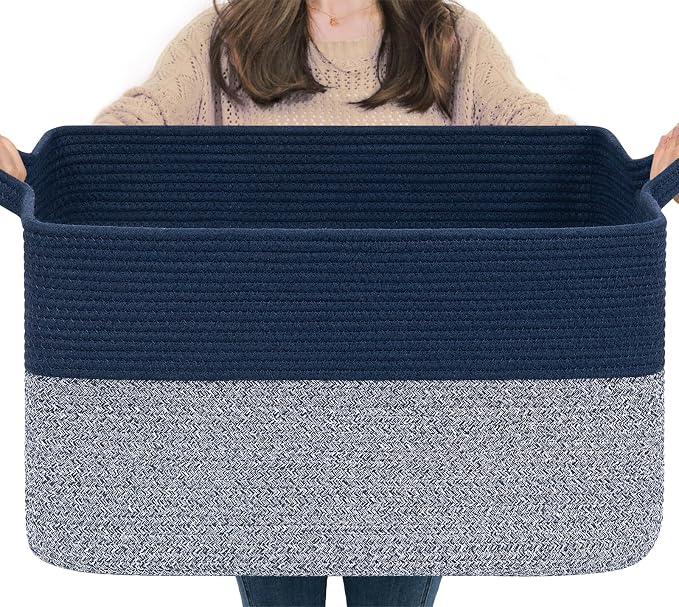 Goodpick 75L Extra Large Woven Blanket Basket, Clothes & Toys, Living Room & by Goodpick