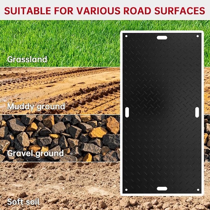 12Pcs 4'x8' Ground Protection Mats w/22 Connectors, Double Sided Diamond Tread - Image 8
