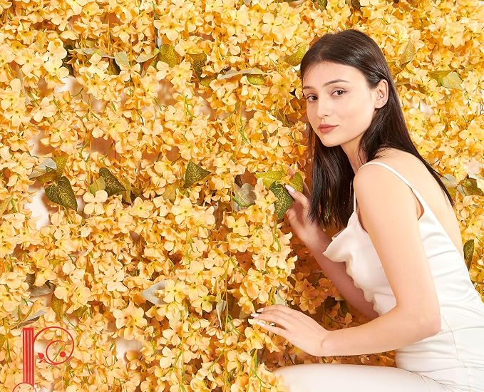 Artificial Flower Garland 2pcs 5.6ft Hydrangea Vine Decor, Champagne Flower | - Image 5
