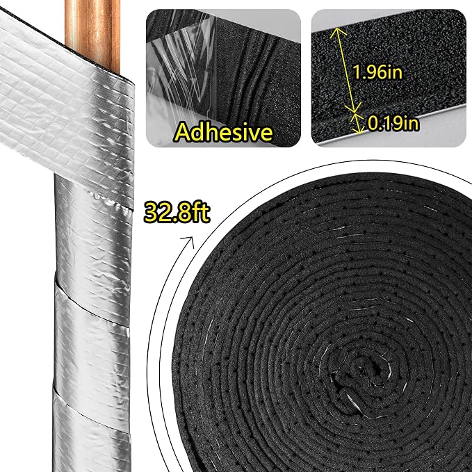 32.8 FT Pipe Insulation Wrap, Foil Pipe Wrap Insulation Tape Self Adhesive - Image 2