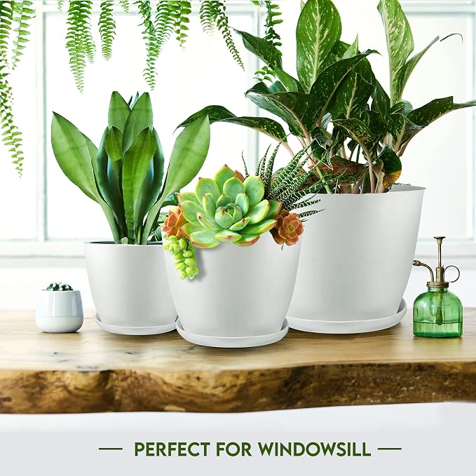 Plant Pots Indoor with Drainage, 5 Pack Multi-Size Planters Set - Image 6