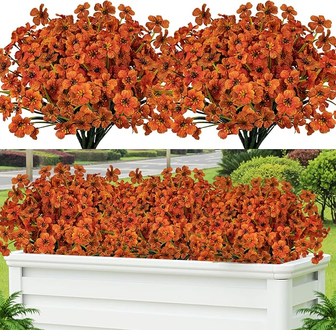 24 Pcs Artificial Flowers for Outdoor, Plastic Fake Flowers Decor, Artificial by Lnoicy