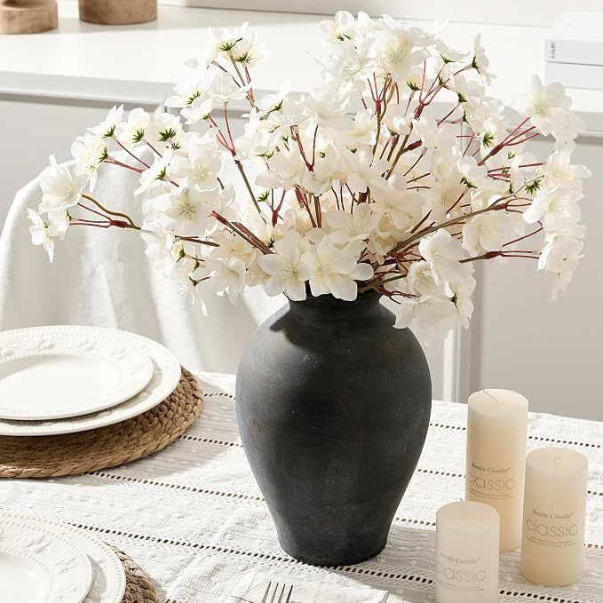 SIDUCAL Ceramic Vintage Flower Vase | 9 Inch Large Pottery Rustic Farmhouse - Image 6