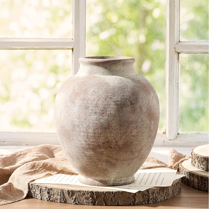 Ceramic Flower Vases Home Decor, Rustic Farmhouse Decorative Vase Pottery - Image 3
