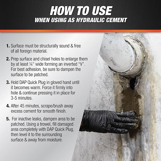 Dap 14086 Quick Plug 5 lb Hydraulic Cement - Image 3