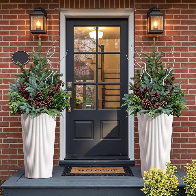 24" Tall Planters for Outdoor Plants Set of 2 - Image 3