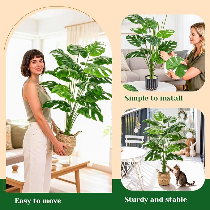 Der Rose 44" Tall Fake Plants, Artificial Tree in Round Basket Home Decor | - Image 4
