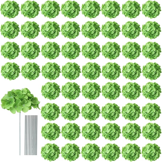 AVIVIHO 65pcs Fake Flowers Green Hydrangea Artificial Flowers Bulk Silk Flowers by Aviviho