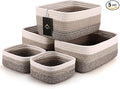 5-Pack Small Woven Rope Storage Baskets, 2 Sizes Organizer Bins | Fabric Cube by Unknown